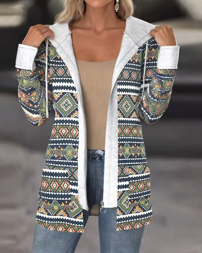 Hooded Casual Zip-Up Coat