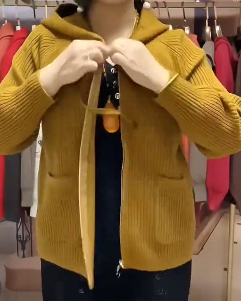 Hooded Zip-Up Sweater Coat