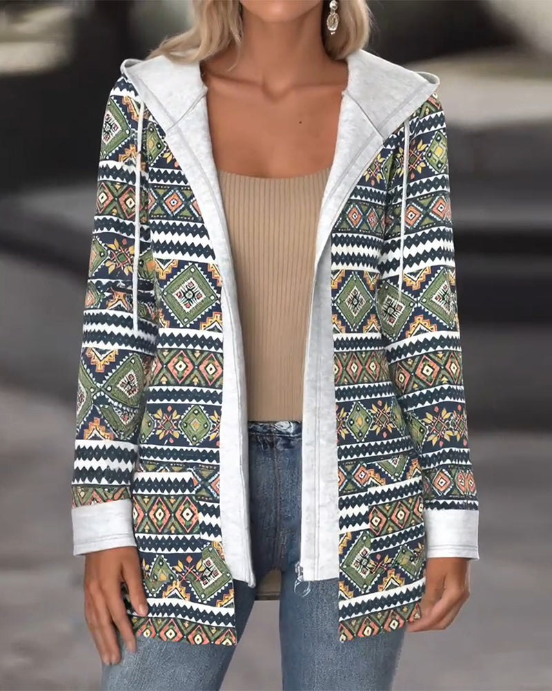 Hooded Casual Zip-Up Coat