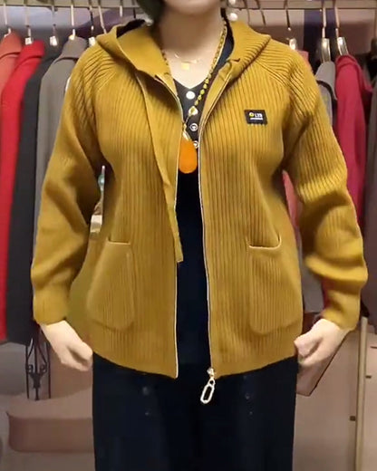 Hooded Zip-Up Sweater Coat