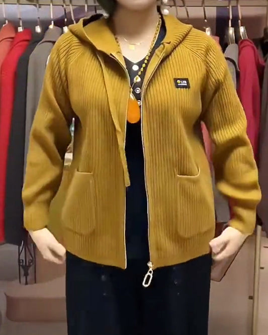 Hooded Zip-Up Sweater Coat