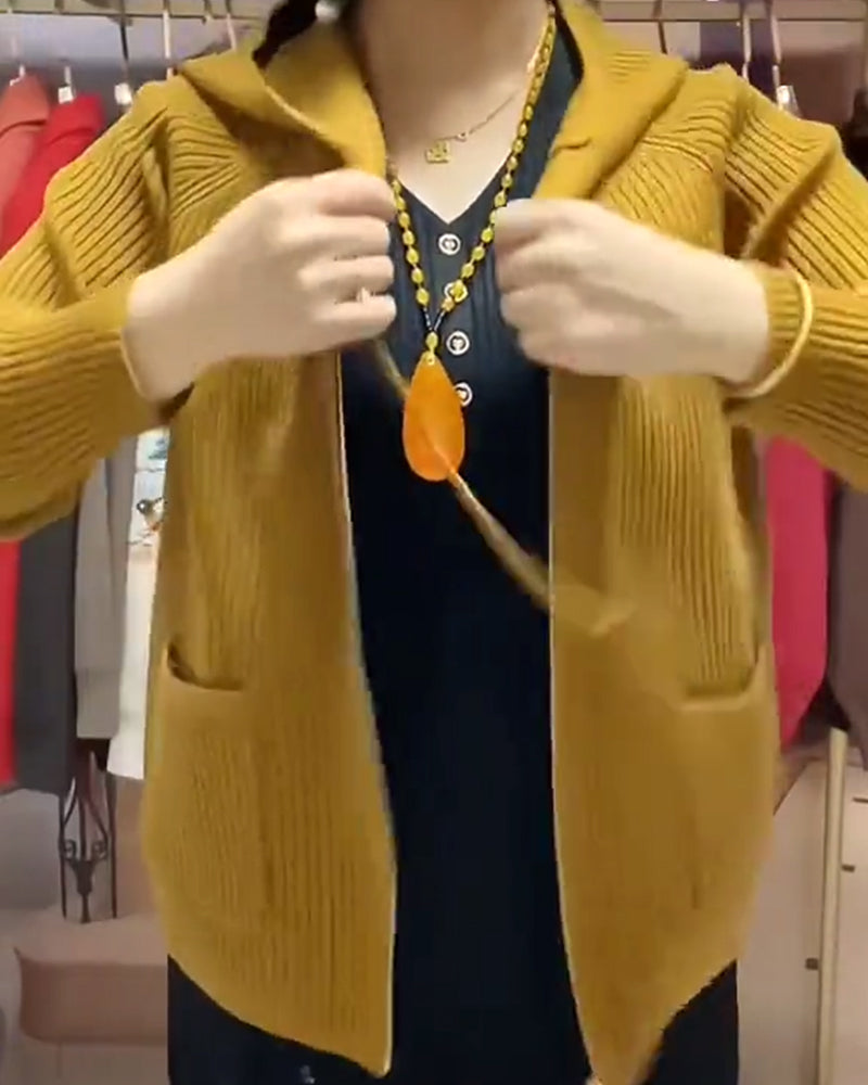 Hooded Zip-Up Sweater Coat