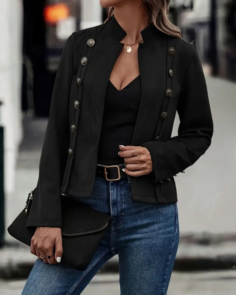 Stylish double-breasted solid color coat