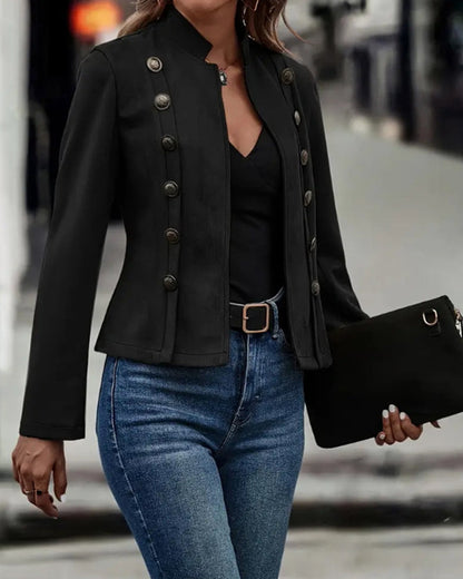 Stylish double-breasted solid color coat