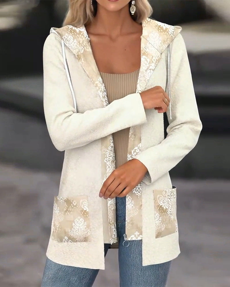 Hooded Pellet Fleece Drawstring Coat