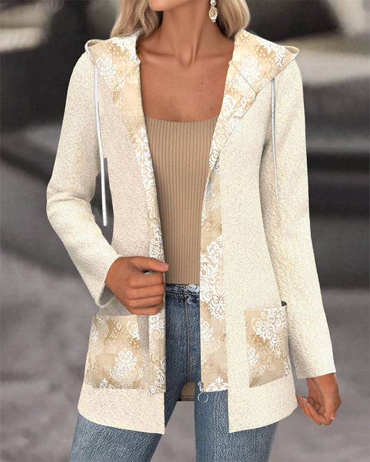 Hooded Pellet Fleece Drawstring Coat