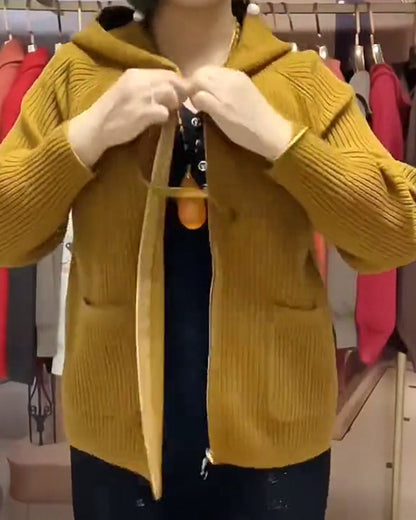 Hooded Zip-Up Sweater Coat