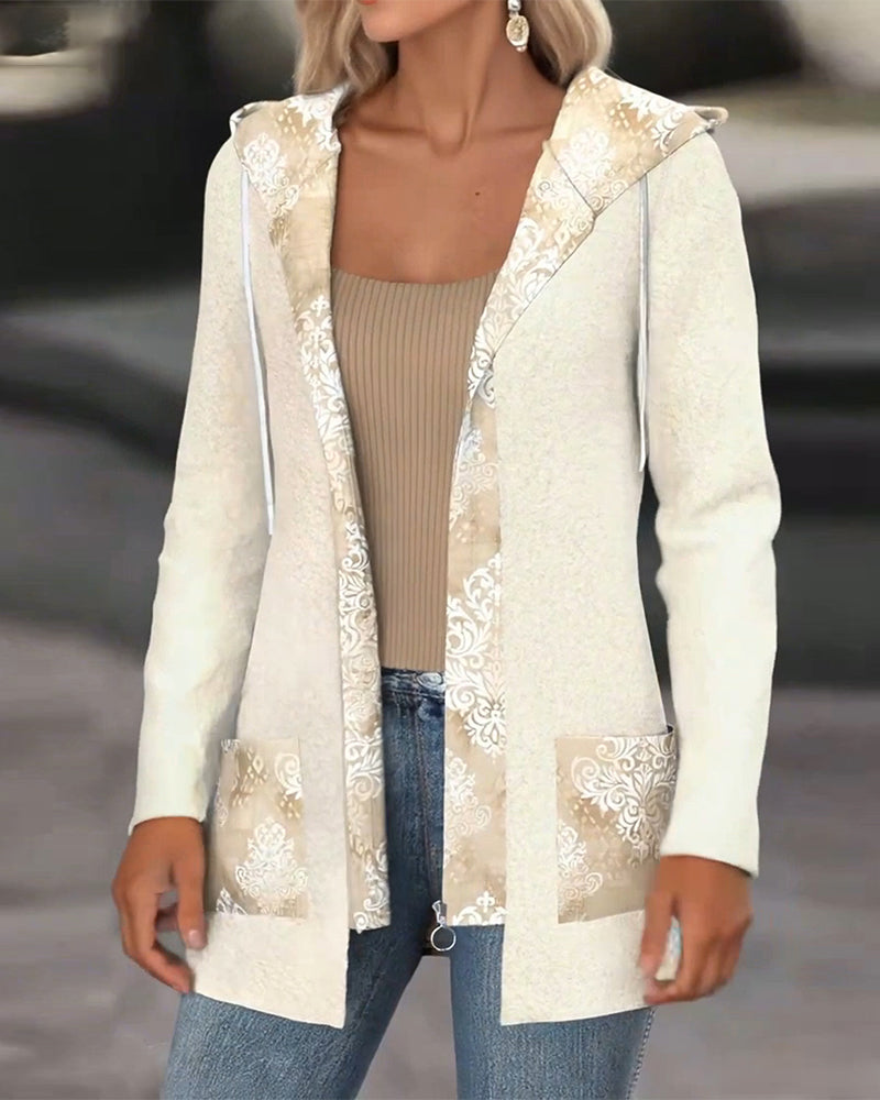 Hooded Pellet Fleece Drawstring Coat